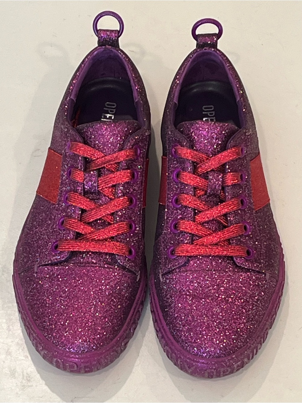 Opening Ceremony “La Cienega” Glitter Sneakers Violet with Red Accents, Size 8